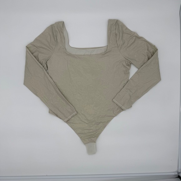 lululemon athletica Tops - Lululemon Align‎ Long Sleeve Square Neck Bodysuit Gold Metallic Shine